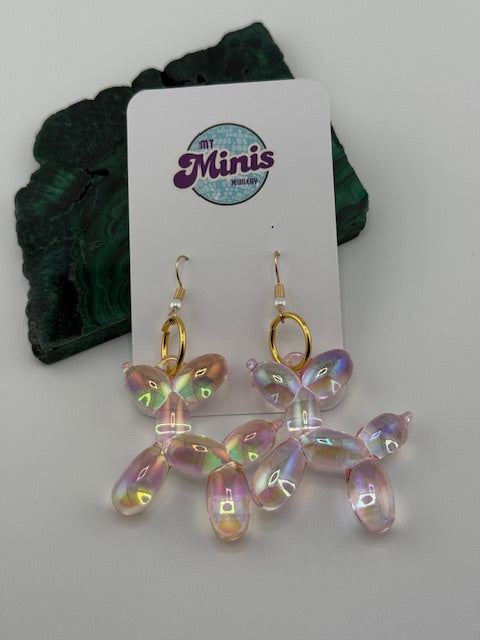 Pink Balloon Dog Earring