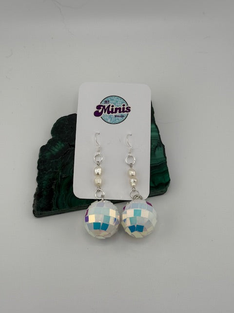 Mirror Ball with Pearls Earrings