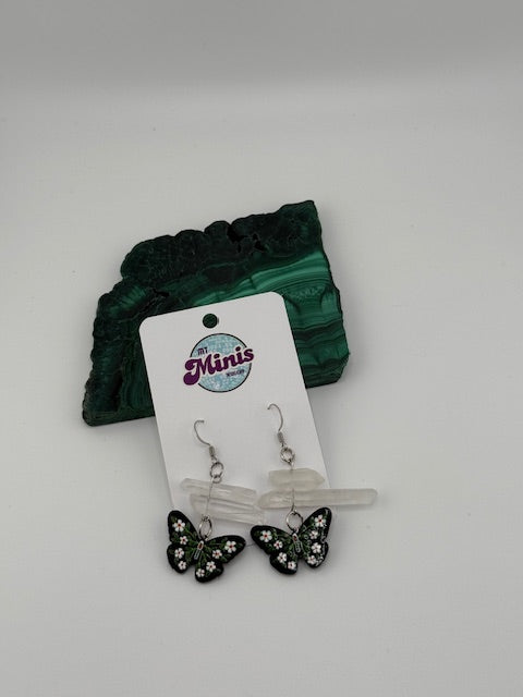 Moth with Crystal Earrings