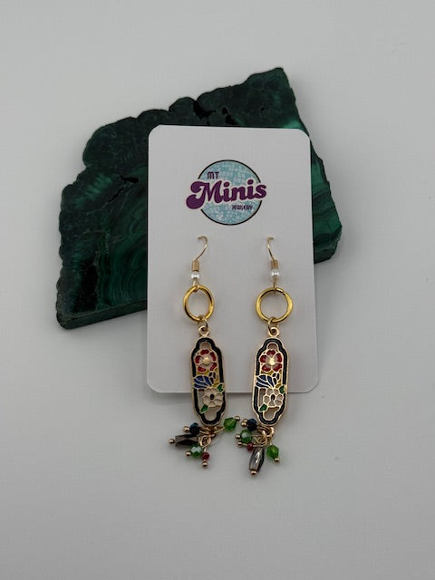 Stained Glass Type Earrings with Beads