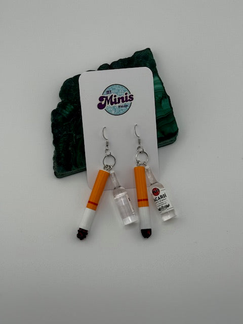 Burned Cig and Bacardi Earrings