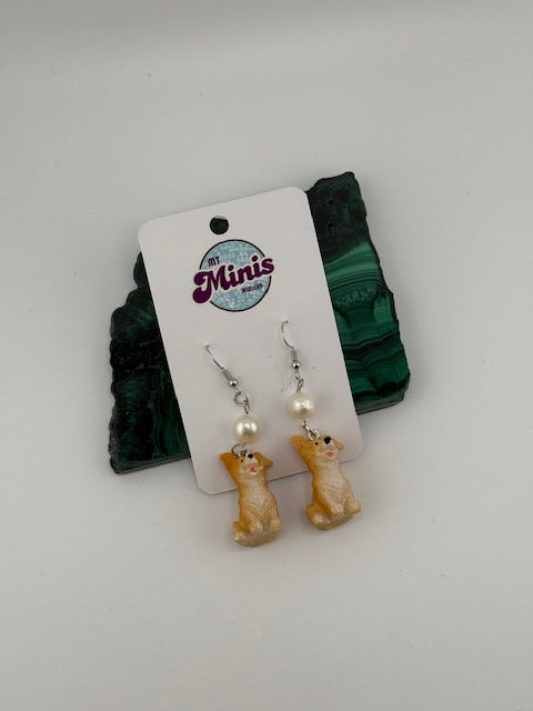 Dog Earrings with Pearls